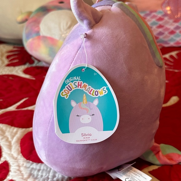890. Squishmallows Silvia Unicorn Pink Purple  Summer By Kellytoy New - Picture 4 of 8
